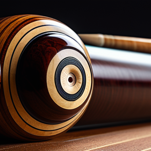 Cue Shaft Detail**

"Close-up shot of a meticulously crafted billiard cue shaft, highlighting the wood grain and smooth finish, focusing on the area near the joint, professional product photography, warm lighting, sharp focus, safe for work, appropriate content, fully clothed, modest, showcasing craftsmanship."

**