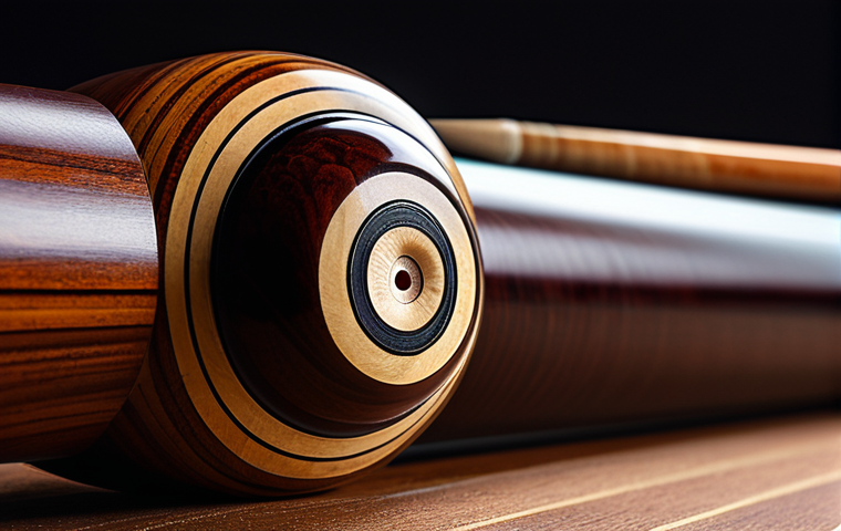 Cue Shaft Detail**

"Close-up shot of a meticulously crafted billiard cue shaft, highlighting the wood grain and smooth finish, focusing on the area near the joint, professional product photography, warm lighting, sharp focus, safe for work, appropriate content, fully clothed, modest, showcasing craftsmanship."

**