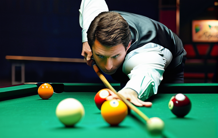 초보자를 위한 당구 연습법 - **"Intense Focus and Aim"**: A close-up, cinematic shot of a male or female billiards player leaning... 초보자를 위한 당구 연습법 - **"Intense Focus and Aim"**: A close-up, cinematic shot of a male or female billiards player leaning...