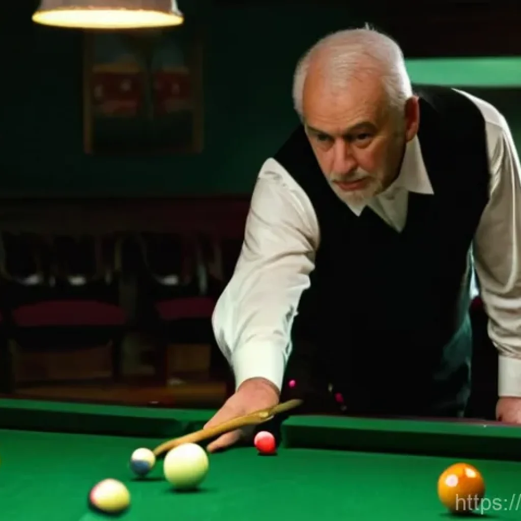 당구 경기 규칙 오해 - **Prompt:** A classic, dimly lit billiards hall. Two male players, one younger (20s) with a slightly...