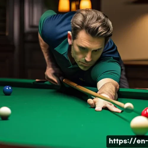 Home 29 당구 치는 법 기초 - **Image Prompt: The Perfect Stance and Grip**
A focused male billiards player, in his late 40s, ...