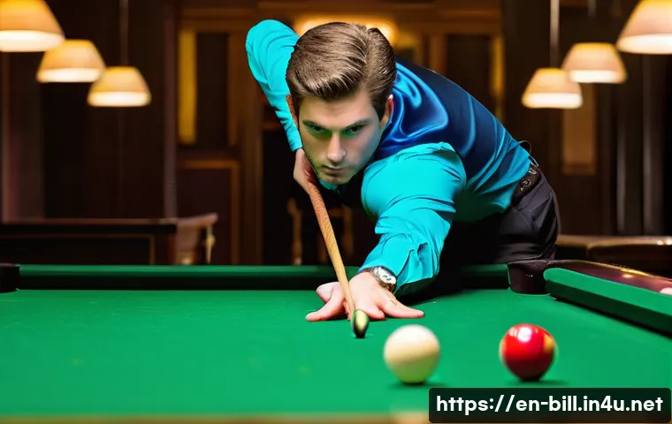 당구 게임에서 실수 줄이는 법 - **Prompt 1: "Focused Player Demonstrating Perfect Stance and Relaxed Grip"**
A male or female po...