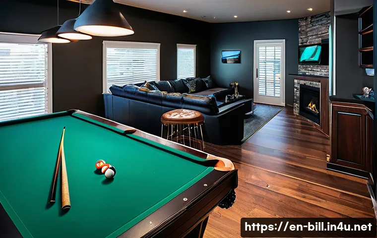 당구 필수 소품 - A high-resolution image of a professional pool table setup in a modern billiard room, featuring a sl...